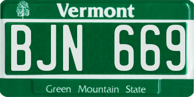VT license plate BJN669