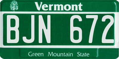VT license plate BJN672