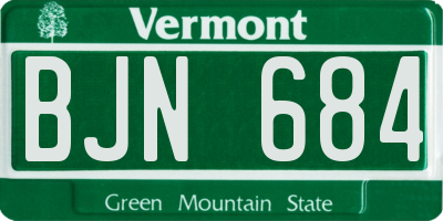 VT license plate BJN684