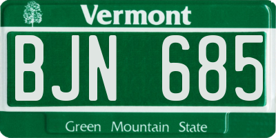 VT license plate BJN685