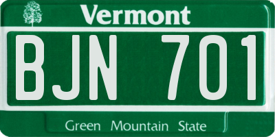 VT license plate BJN701