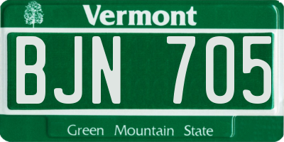 VT license plate BJN705