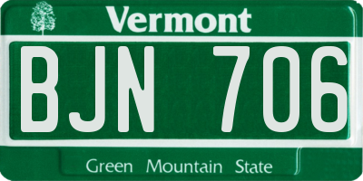 VT license plate BJN706