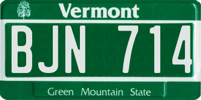 VT license plate BJN714