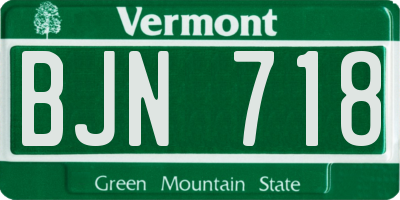 VT license plate BJN718