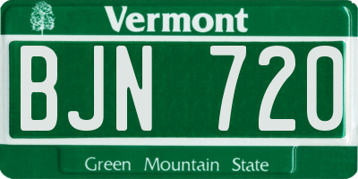 VT license plate BJN720