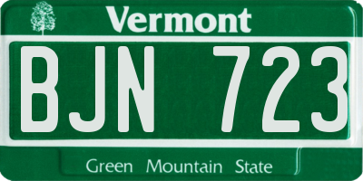 VT license plate BJN723