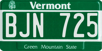 VT license plate BJN725
