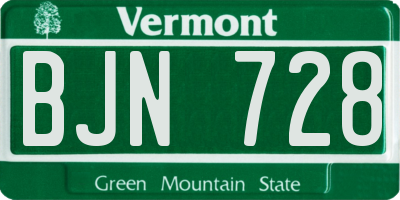 VT license plate BJN728