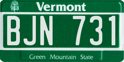 VT license plate BJN731
