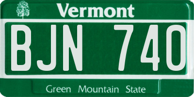 VT license plate BJN740