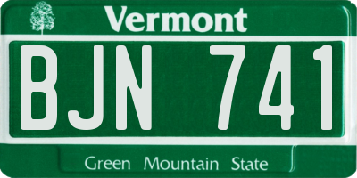 VT license plate BJN741