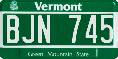 VT license plate BJN745