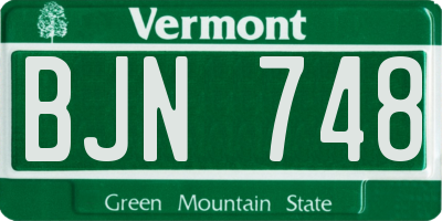 VT license plate BJN748