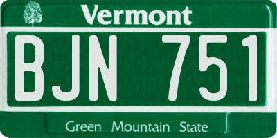 VT license plate BJN751