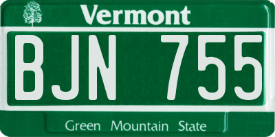 VT license plate BJN755