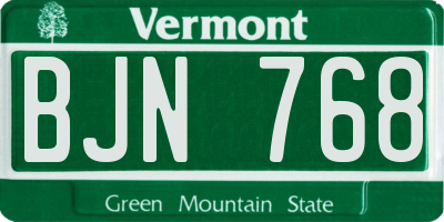 VT license plate BJN768