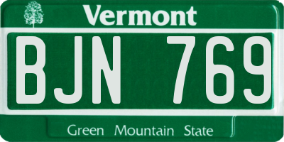 VT license plate BJN769