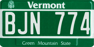 VT license plate BJN774