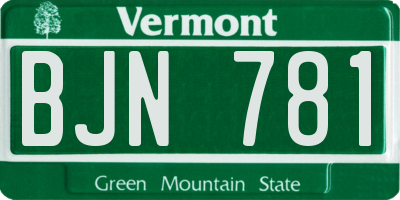 VT license plate BJN781