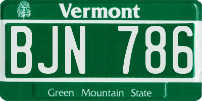 VT license plate BJN786
