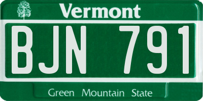 VT license plate BJN791
