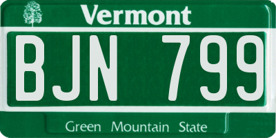VT license plate BJN799