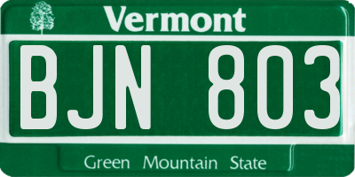 VT license plate BJN803