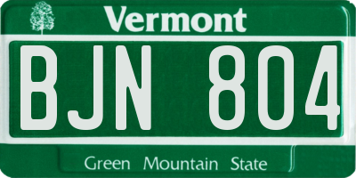 VT license plate BJN804