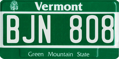 VT license plate BJN808