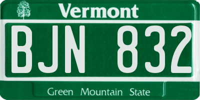 VT license plate BJN832