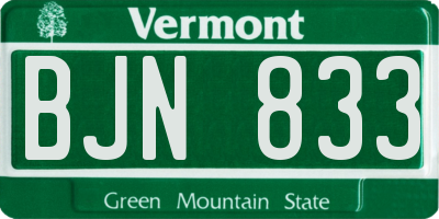 VT license plate BJN833