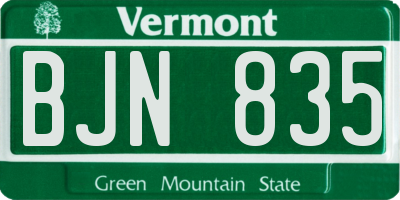 VT license plate BJN835