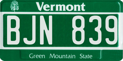 VT license plate BJN839