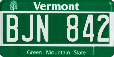 VT license plate BJN842