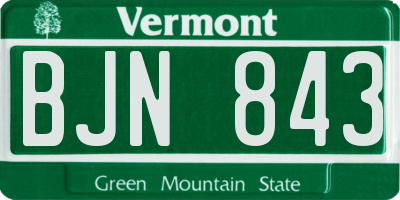 VT license plate BJN843