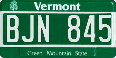 VT license plate BJN845