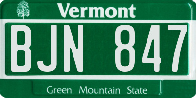 VT license plate BJN847