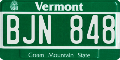 VT license plate BJN848