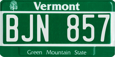 VT license plate BJN857