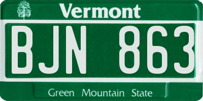 VT license plate BJN863