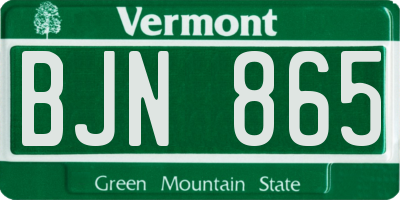 VT license plate BJN865