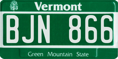 VT license plate BJN866
