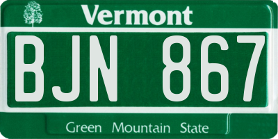 VT license plate BJN867