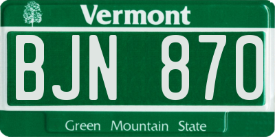 VT license plate BJN870