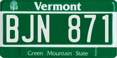 VT license plate BJN871