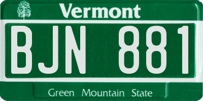 VT license plate BJN881