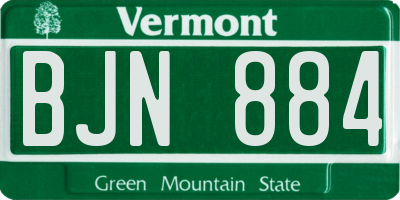 VT license plate BJN884