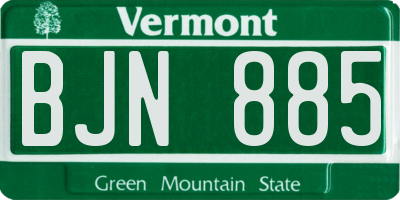 VT license plate BJN885