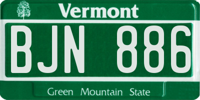 VT license plate BJN886